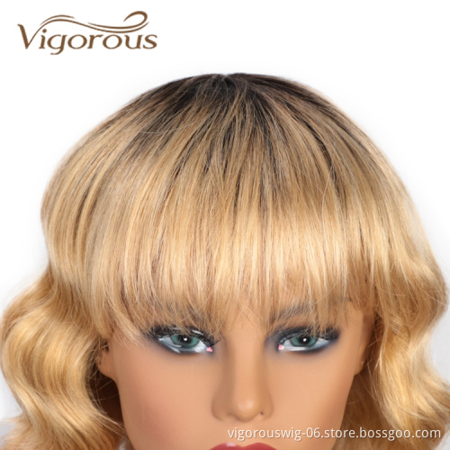 Vendors 150% Density Brazilian Afro Ombre Ombre Bob On Sale Short Curly Real With Bang Machine Wigs Human Hair